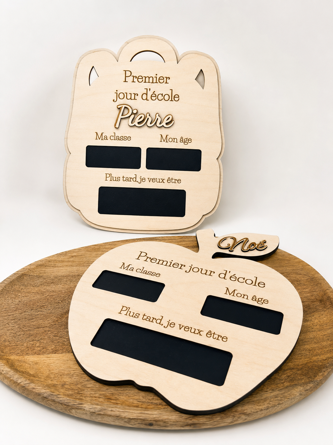 Planche personnalisée Premier jour d’école en bois – cartable