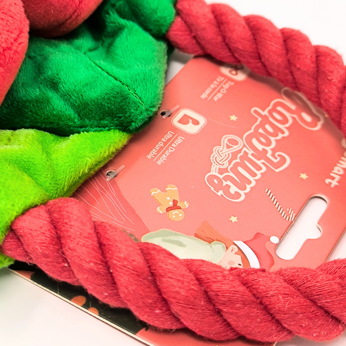 🎄 Jouet pour chien « Houx de Noël » – corde & peluche