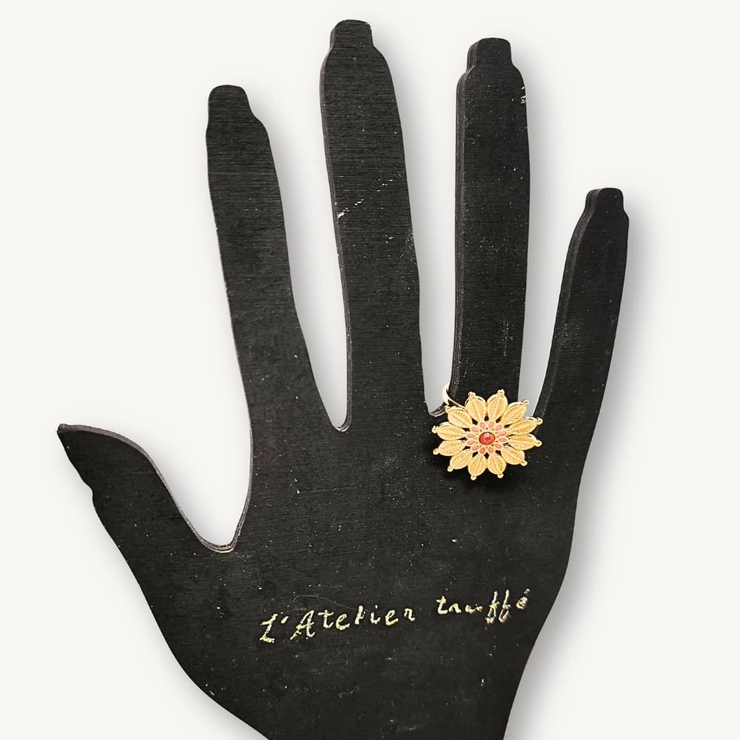 Bague "Fleur d'Amour" - Bohm pierre naturelle