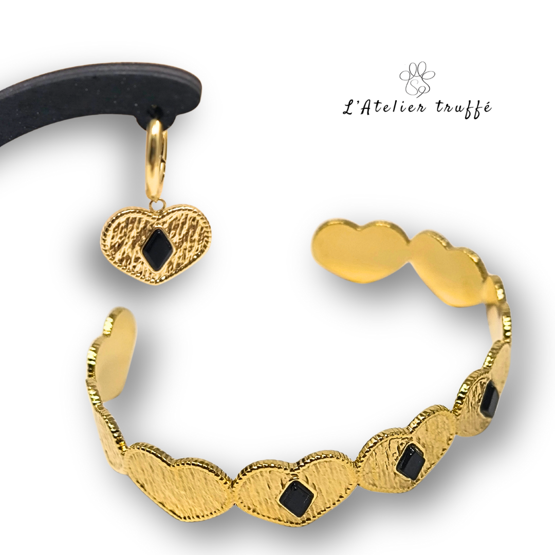 Boucles d’oreilles “Cœur Précieux” – Bohm- pierre naturelle