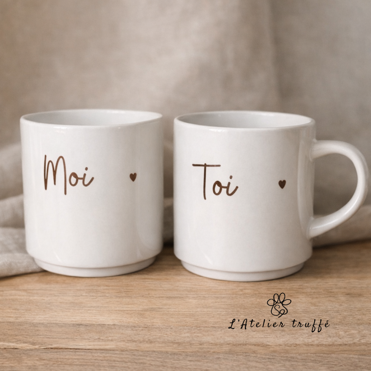 ☕ Duo de tasses empilables « Toi & Moi » personnalisable