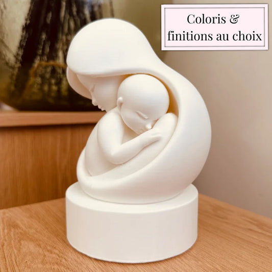 🤍 Sculpture Maman Bébé personnalisable – Déco minimaliste