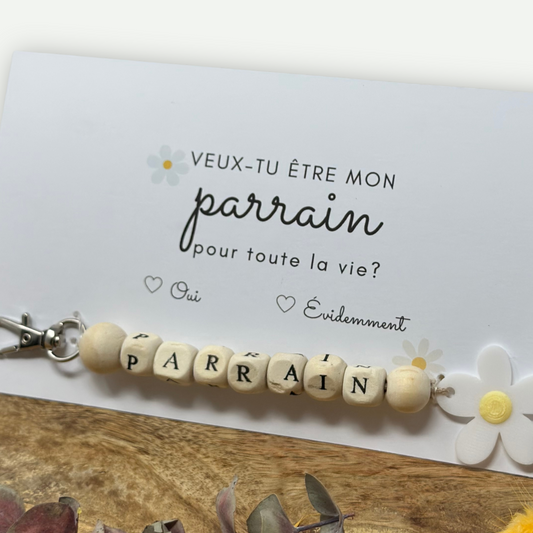 Porte-clés demande Parrain ou Marraine personnalisé