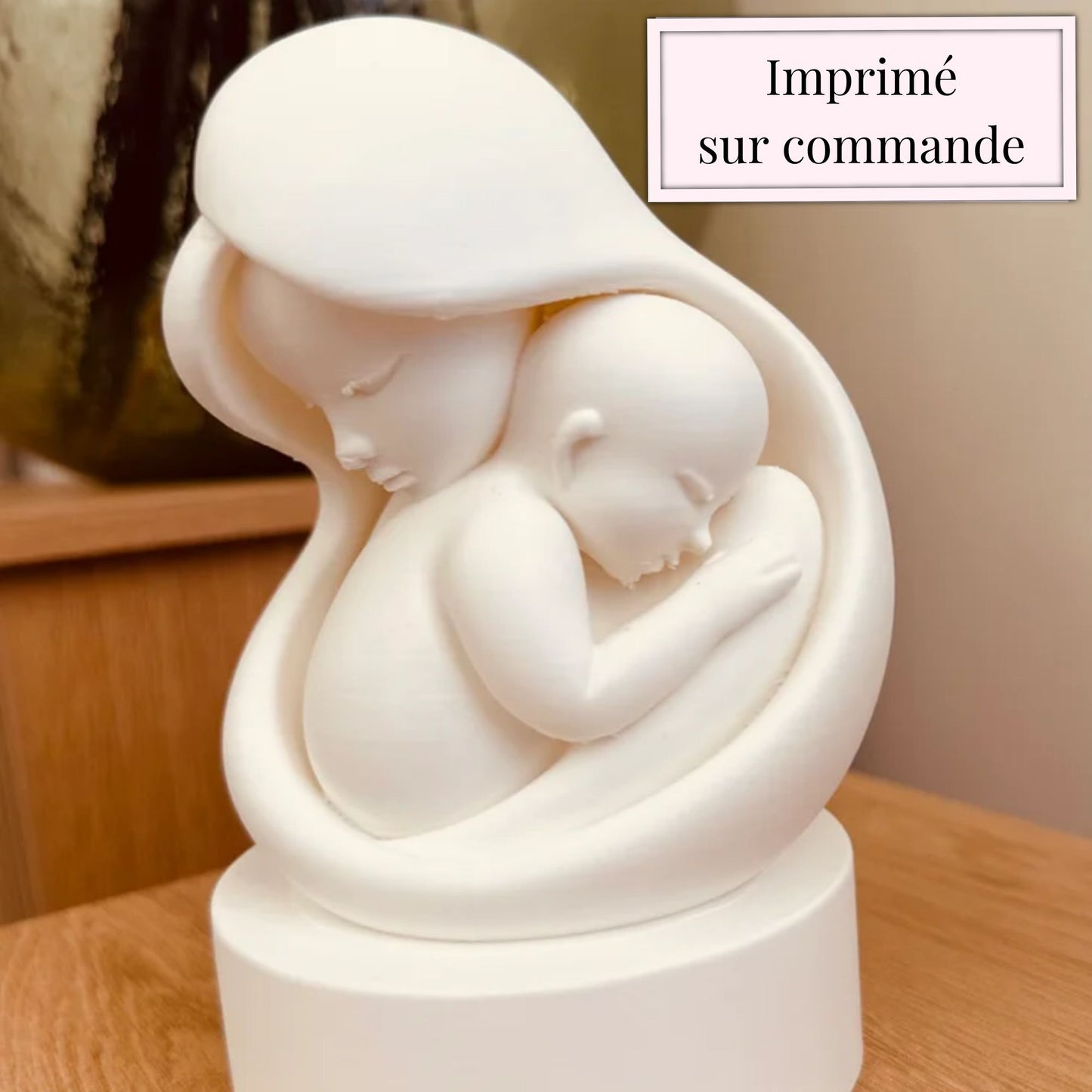 🤍 Sculpture Maman Bébé personnalisable – Déco minimaliste