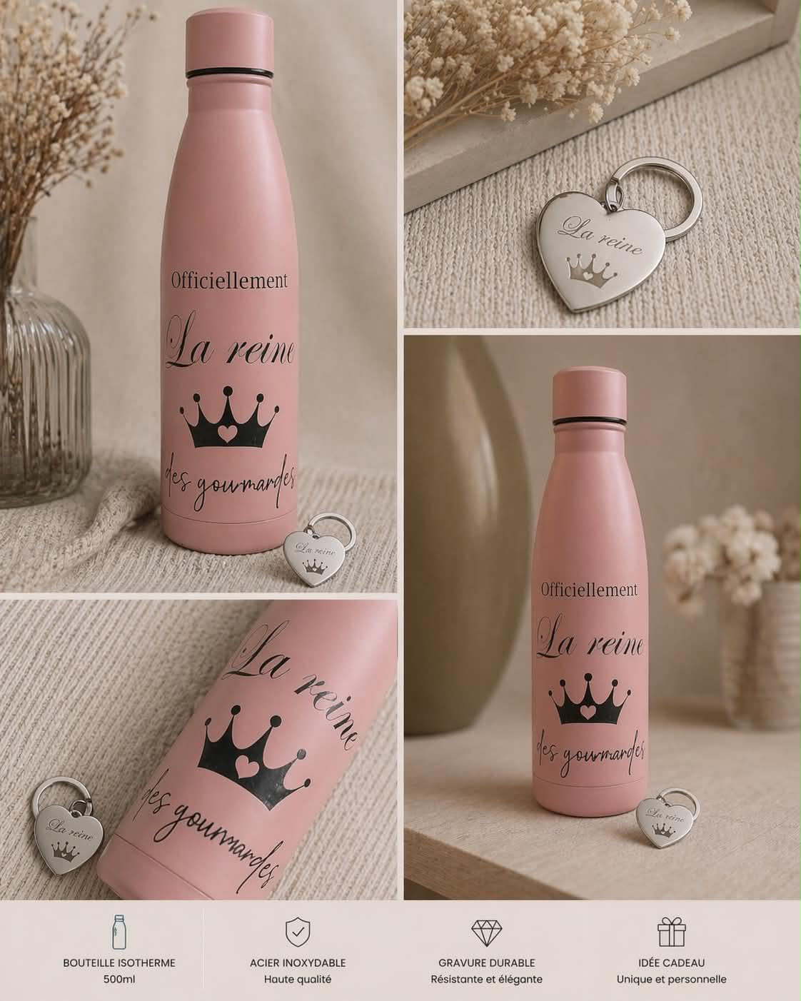 Gourde isotherme rose – “La reine des gourdes” 👑