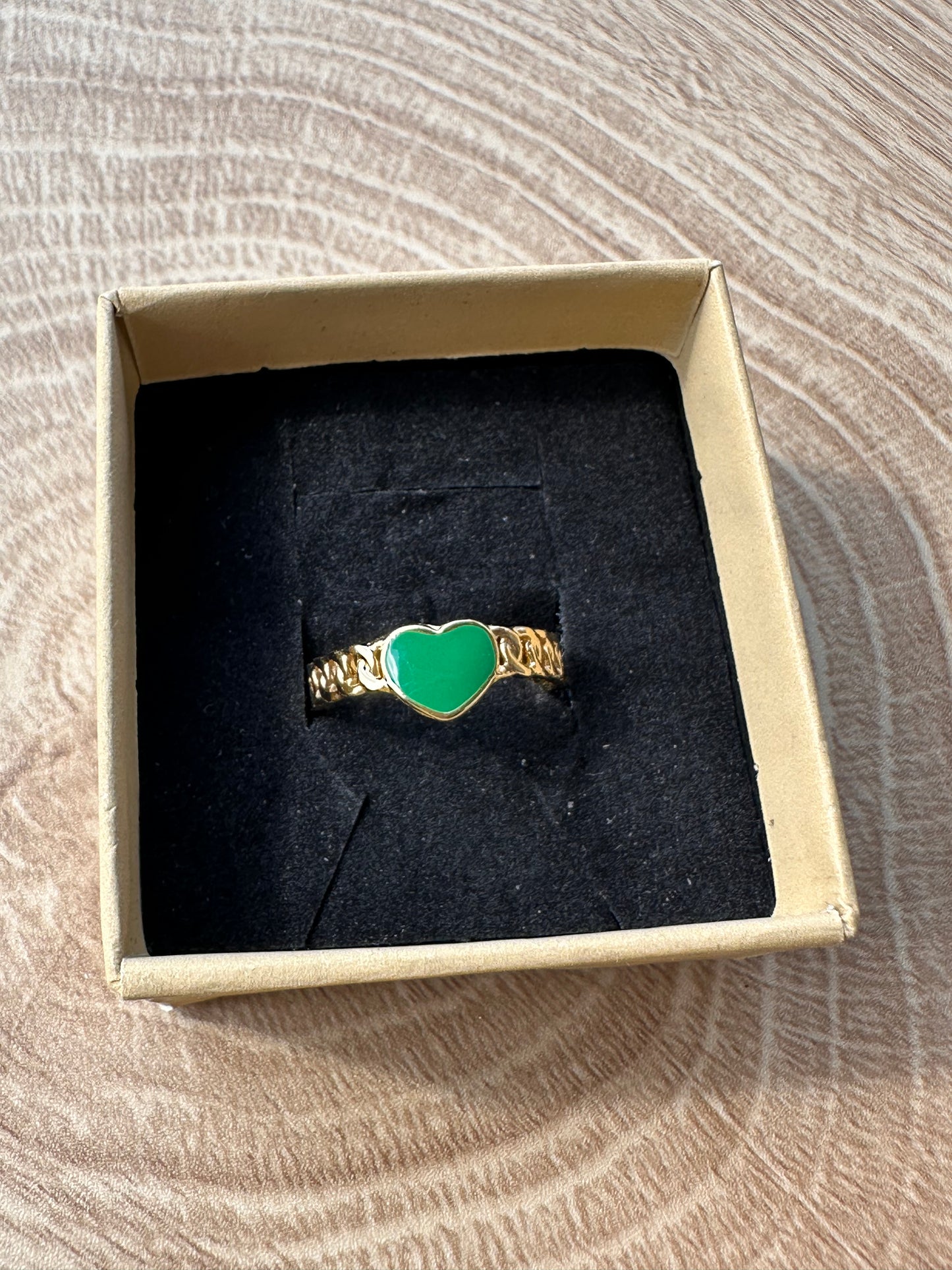 ✨ Duo Bohm Paris cœur vert – bague & créoles dorées ✨