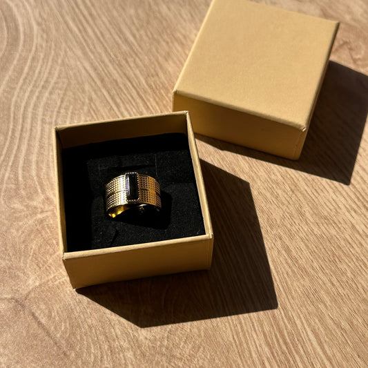 Bague “Ébène Dorée” – Bohm Paris - pierre naturelle