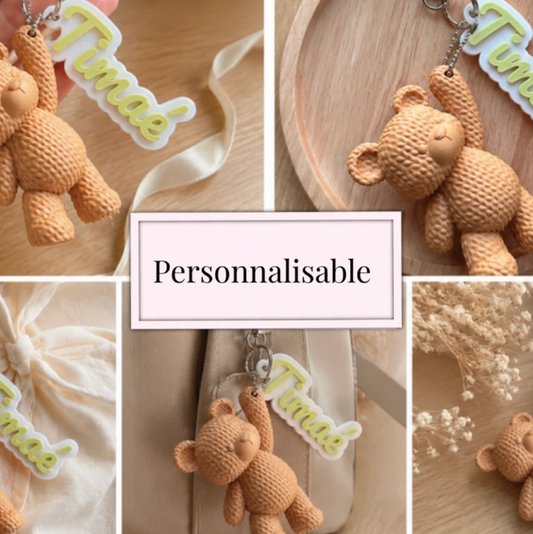 🧸 Porte-clés ourson personnalisé • Prénom en 3D