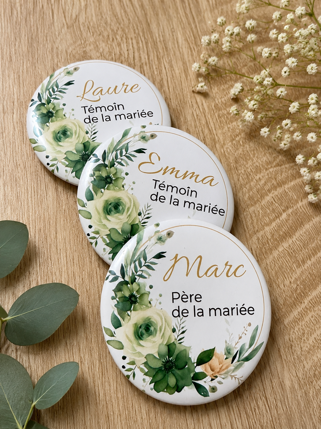 Badges marque-places personnalisés pour mariage