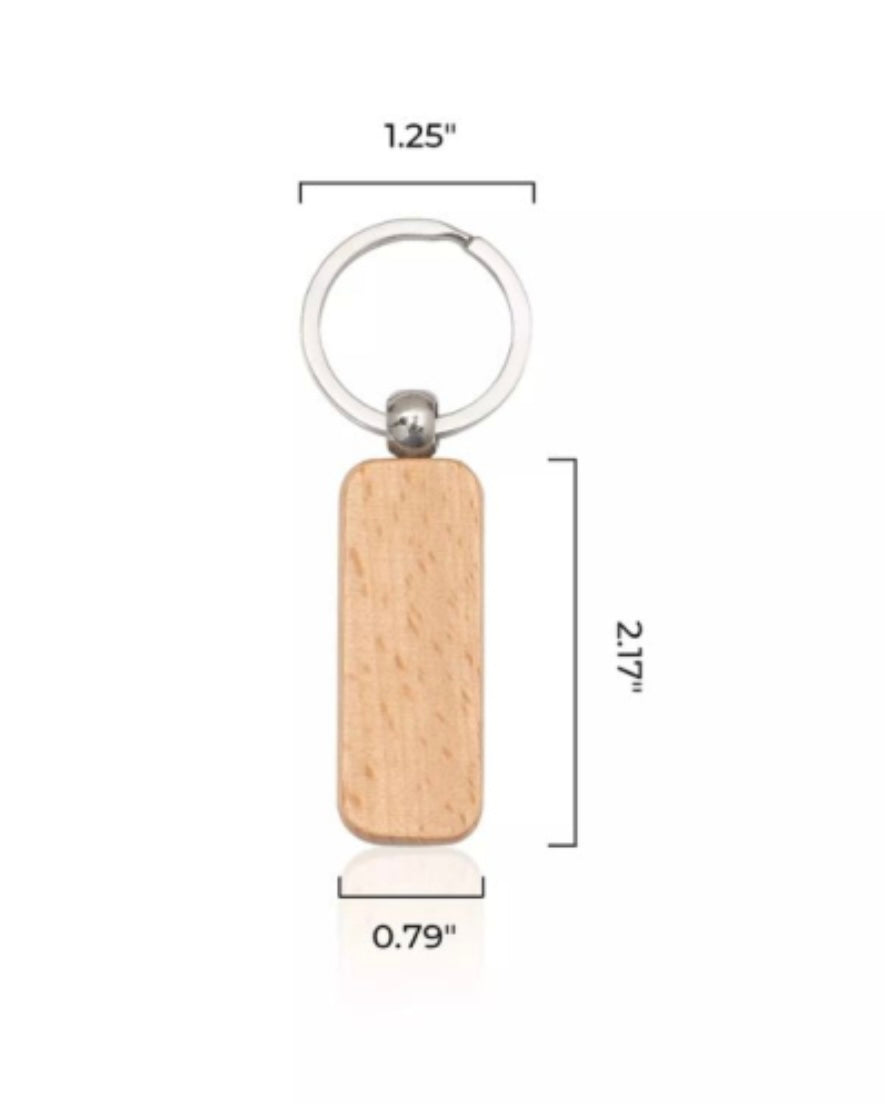 Porte-clés en bois gravé personnalisé - Texte au choix