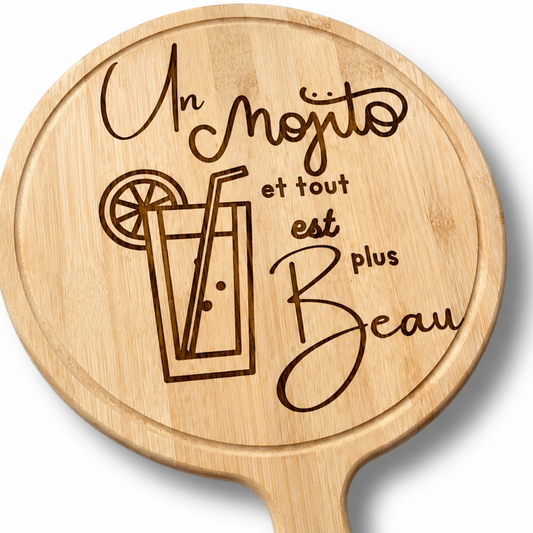 🍹 Planche à apéro Mojito – Gravée en bois & personnalisable
