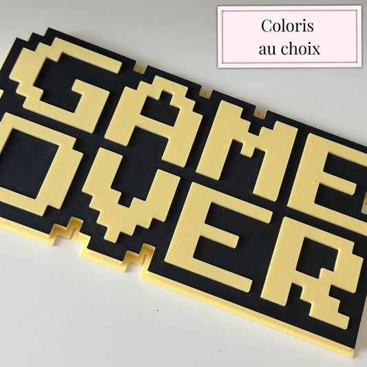 🎮 Plaque déco gaming “GAME OVER” – Impression 3D style rétro pixel