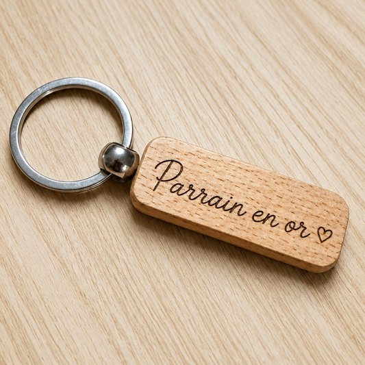 Porte-clés en bois gravé personnalisé