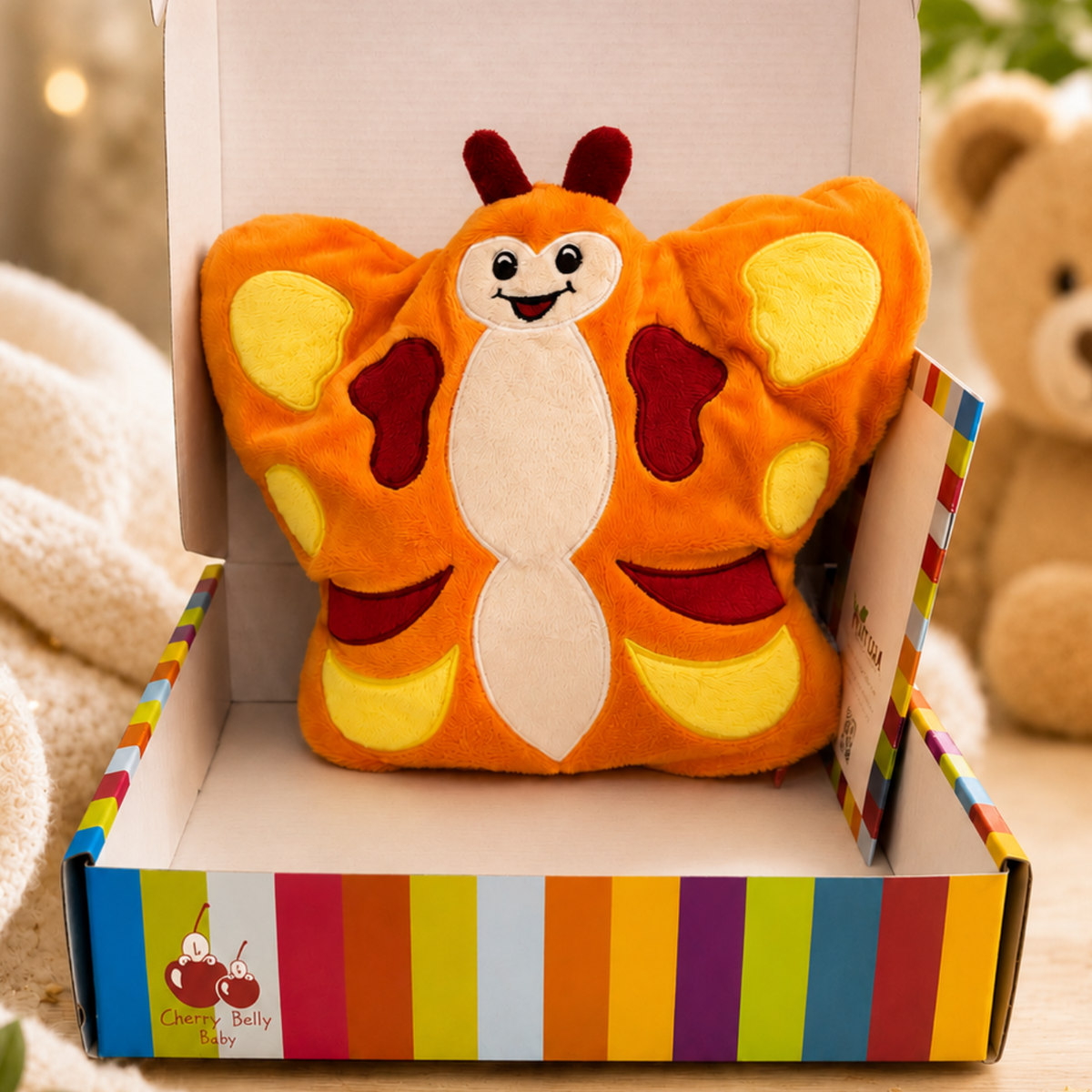 Bouillotte peluche chauffante Papillon 🦋 – Coussin amovible