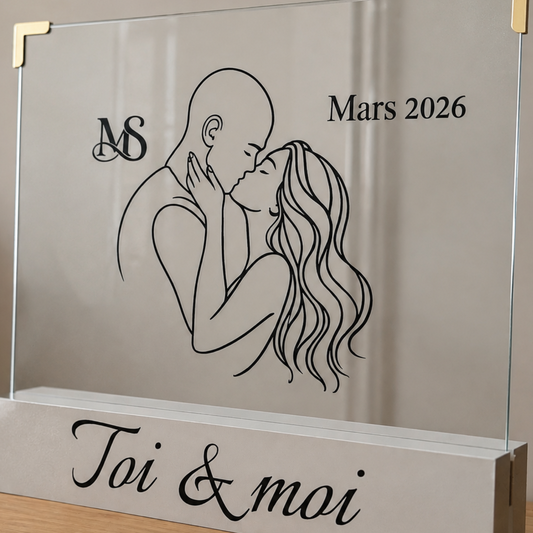 Cadre en verre personnalisé – Toi & Moi ❤️