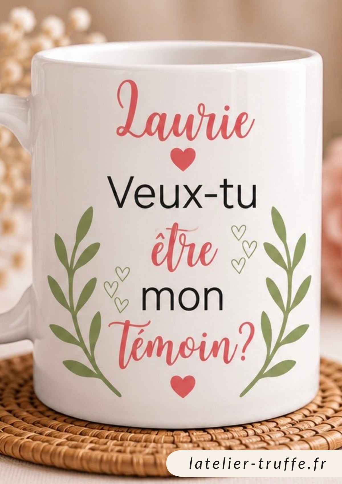 Mug personnalisé « Veux-tu être mon témoin ? » – Prénom