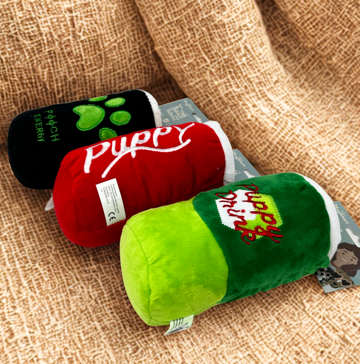 🥤 Jouet fun pour chien – Doudou canette coloris au choix 🐾