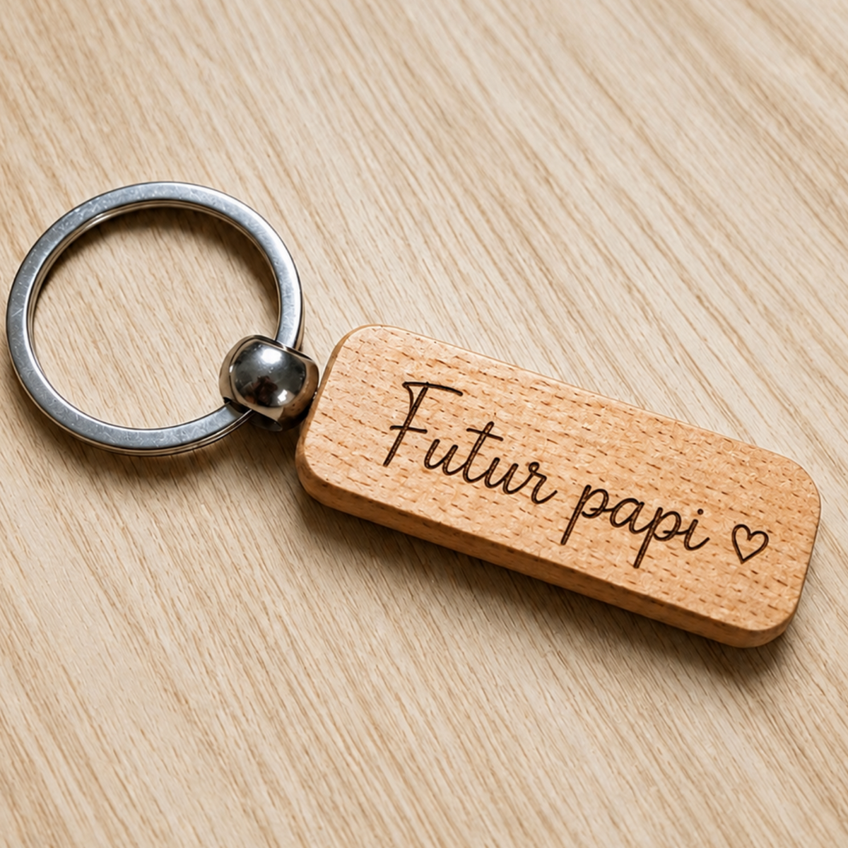 Porte-clés “Futur Papi” en bois – Annonce grossesse