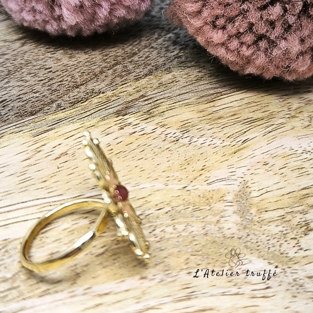 Bague "Fleur d'Amour" - Bohm pierre naturelle