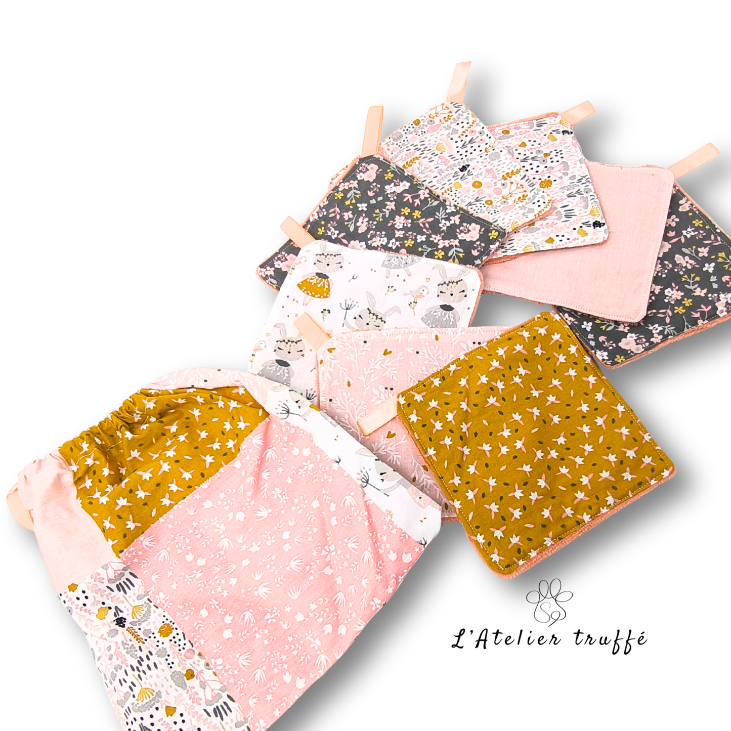 🧺 Lingettes “Petit Printemps” – Création artisanale 🌷