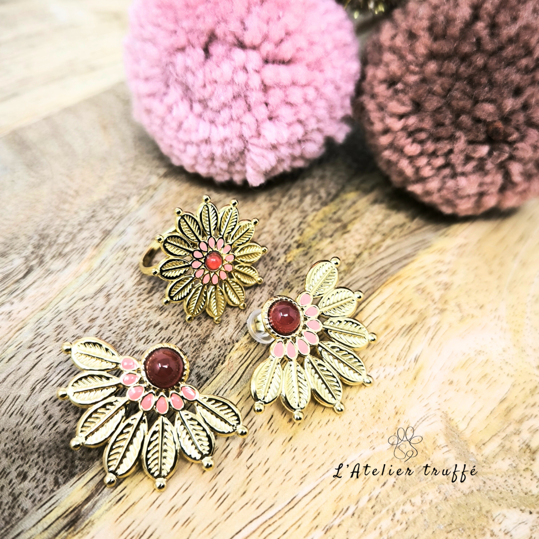 Bague "Fleur d'Amour" - Bohm pierre naturelle