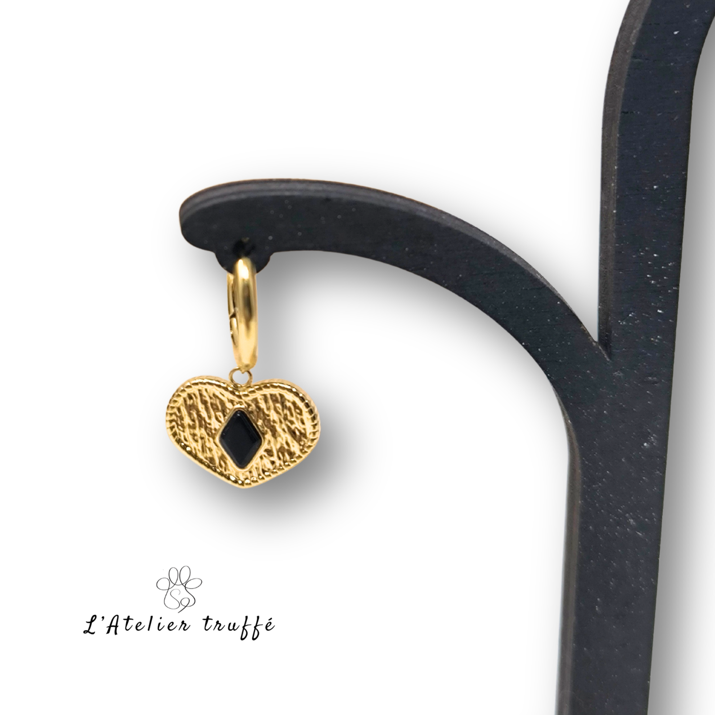 Boucles d’oreilles “Cœur Noir” – Bohm Paris