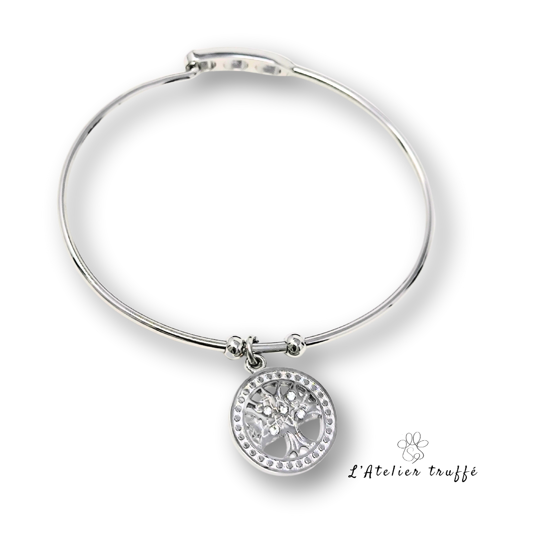 Bracelet jonc “Arbre de Vie Argenté”