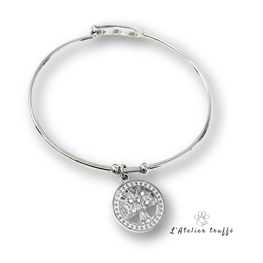 Bracelet jonc “Arbre de Vie Argenté”