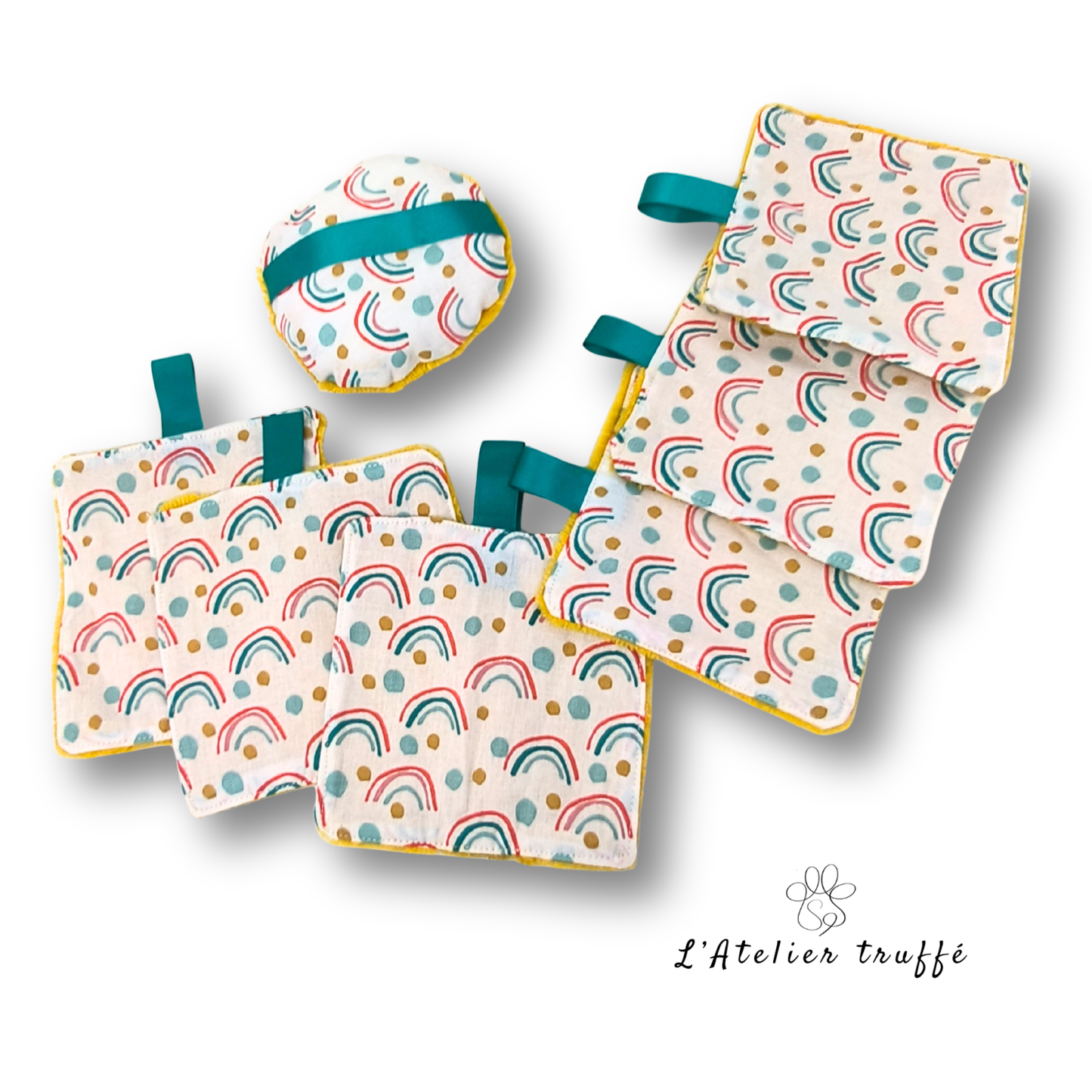 Ensemble “Arc-en-ciel” 6 lingettes + 1 éponge