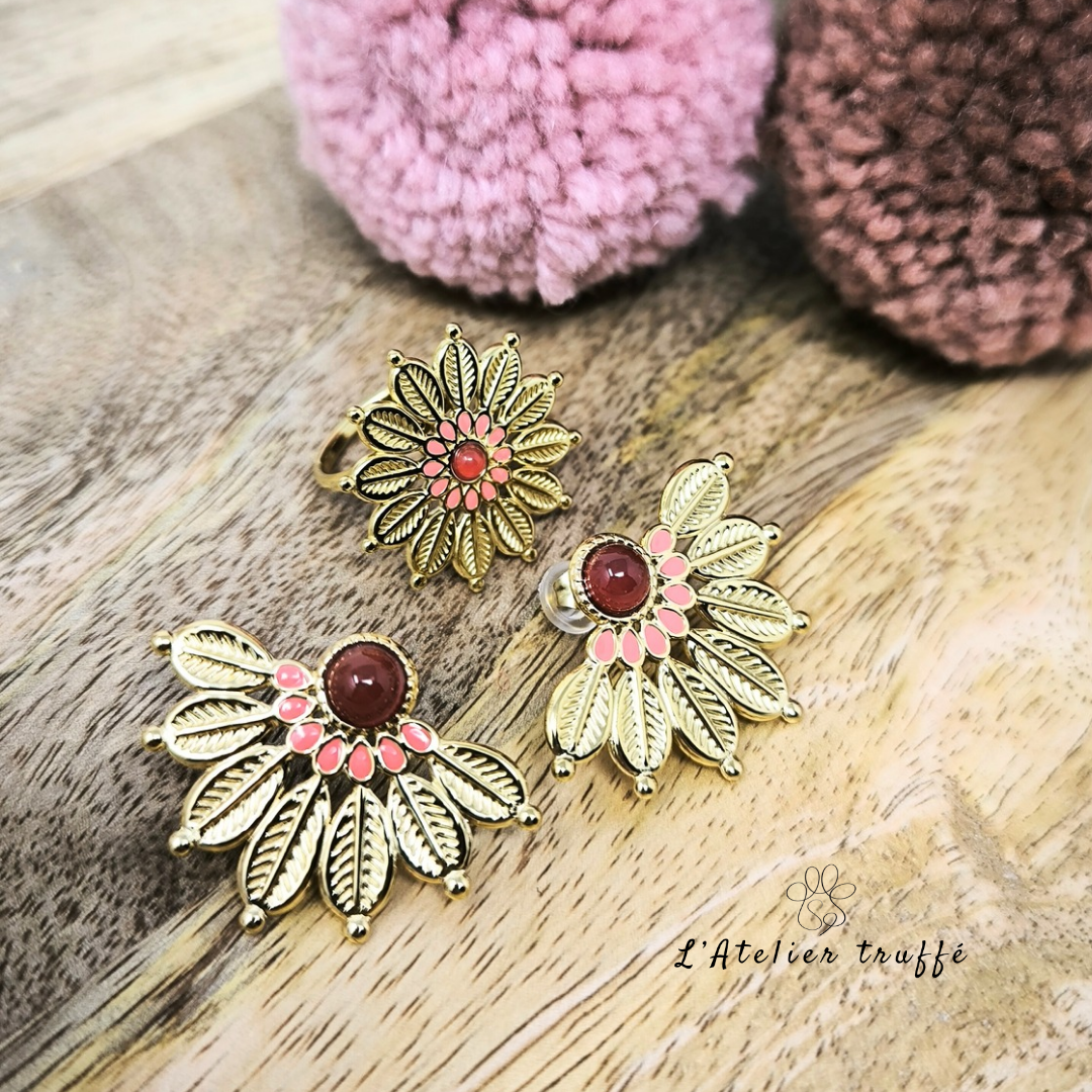 Boucles "Fleur d'Amour" - Bohm - pierre naturelle