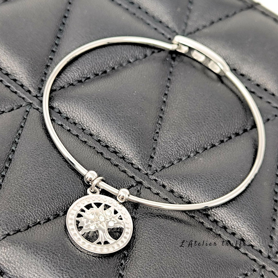 Bracelet jonc “Arbre de Vie Argenté”