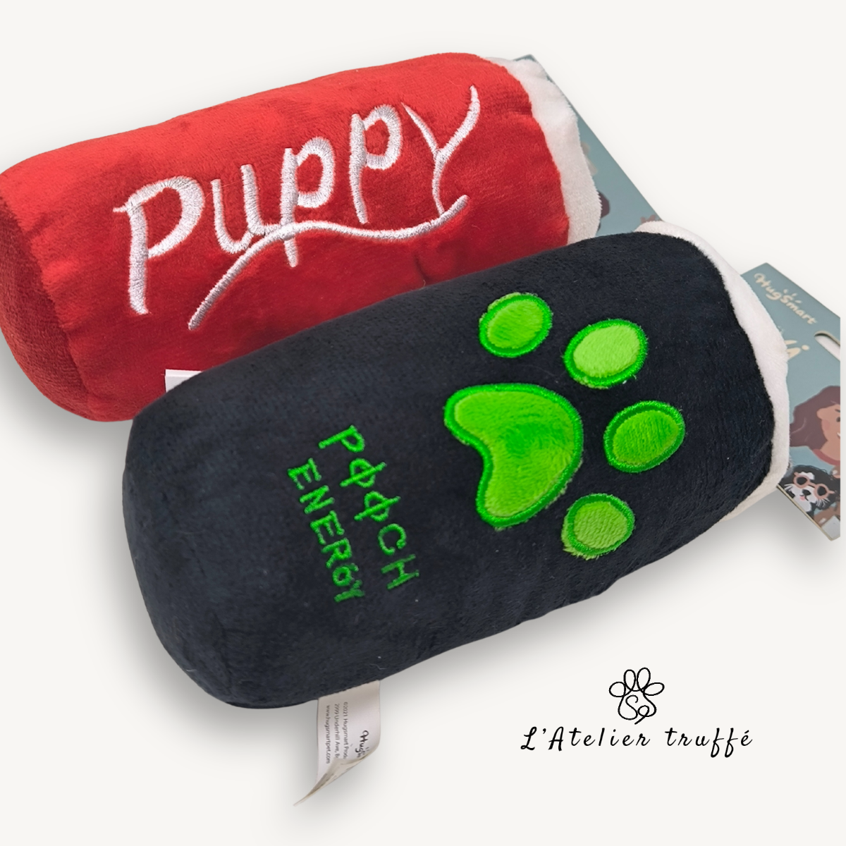 🥤 Jouet fun pour chien – Doudou canette version rouge 🐾