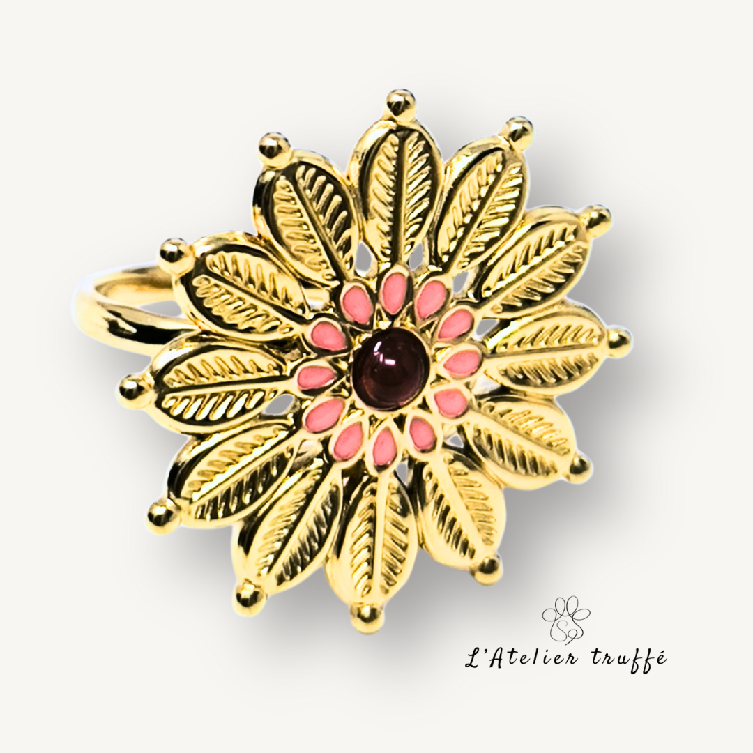 Bague "Fleur d'Amour" - Bohm pierre naturelle