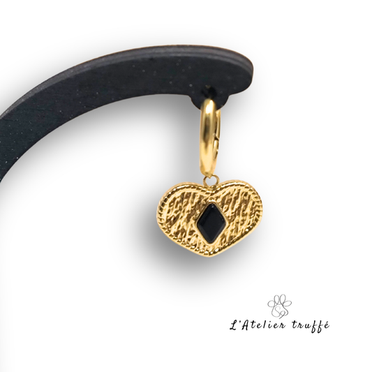 Boucles d’oreilles “Cœur Noir” – Bohm Paris