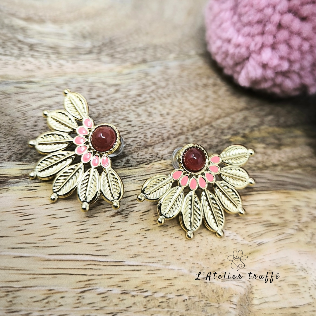 Boucles "Fleur d'Amour" - Bohm - pierre naturelle