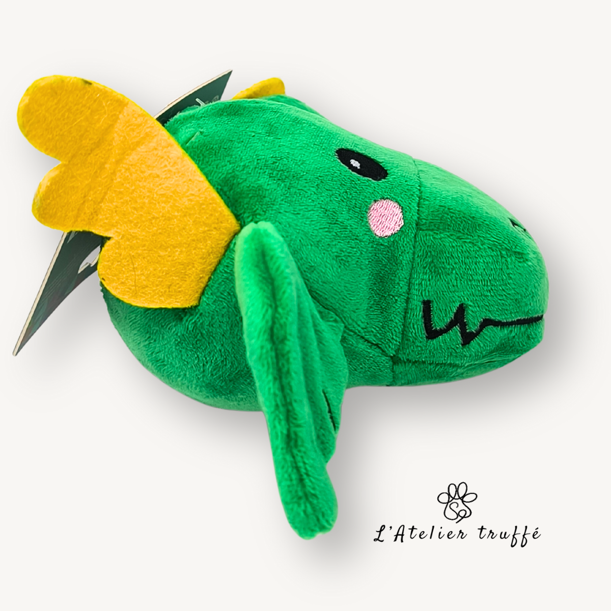 🐉 Jouet fun pour chien – Doudou dragon vert avec balle intégrée 🐾