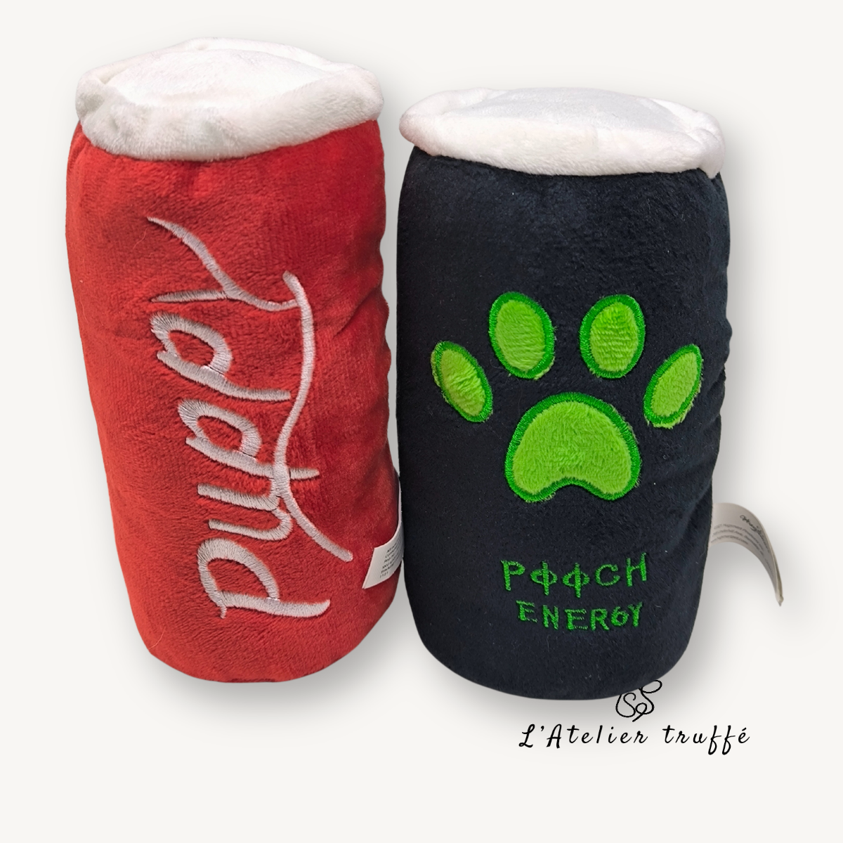 🥤 Jouet fun pour chien – Doudou canette version rouge 🐾