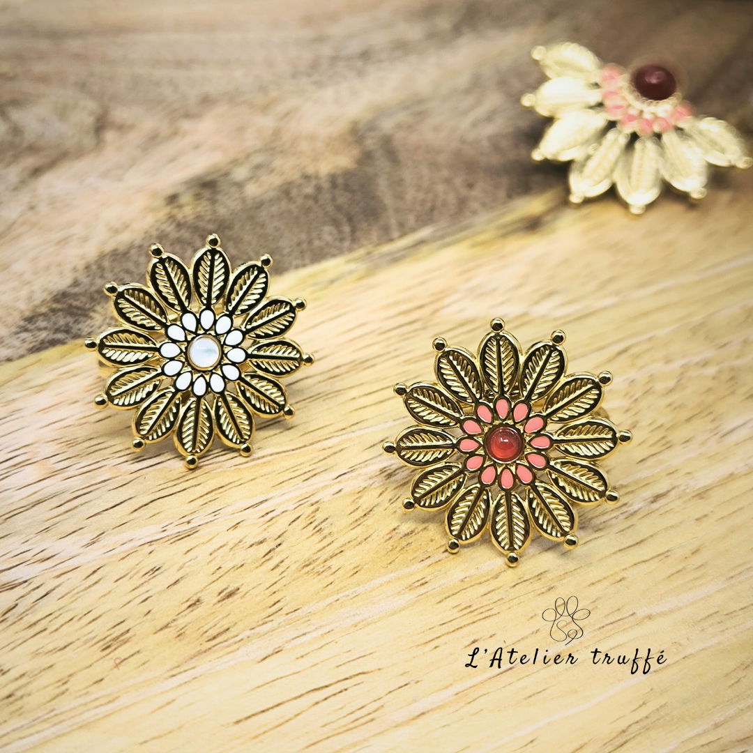 Bague "Fleur d'Amour" - Bohm pierre naturelle