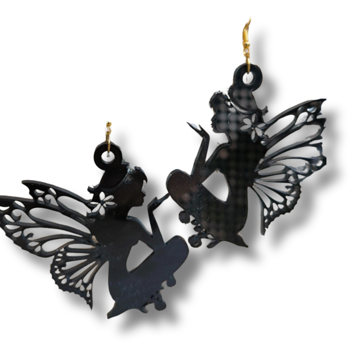 Boucles d’oreilles "Fées enchantées" – Acrylique noir