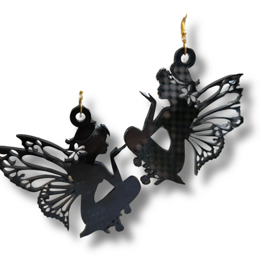 Boucles d’oreilles "Fées enchantées" – Acrylique noir
