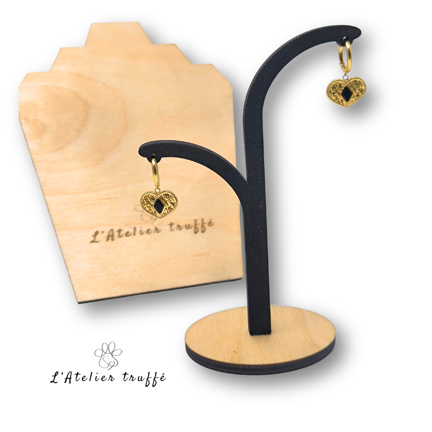 Boucles d’oreilles “Cœur Noir” – Bohm Paris