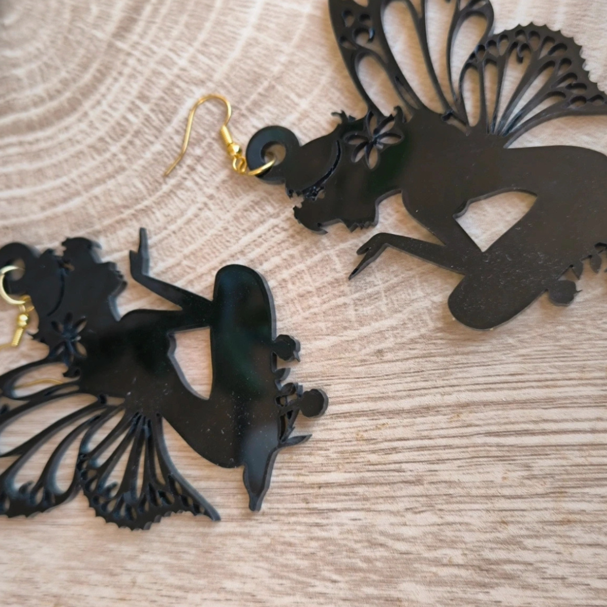 Boucles d’oreilles "Fées enchantées" – Acrylique noir